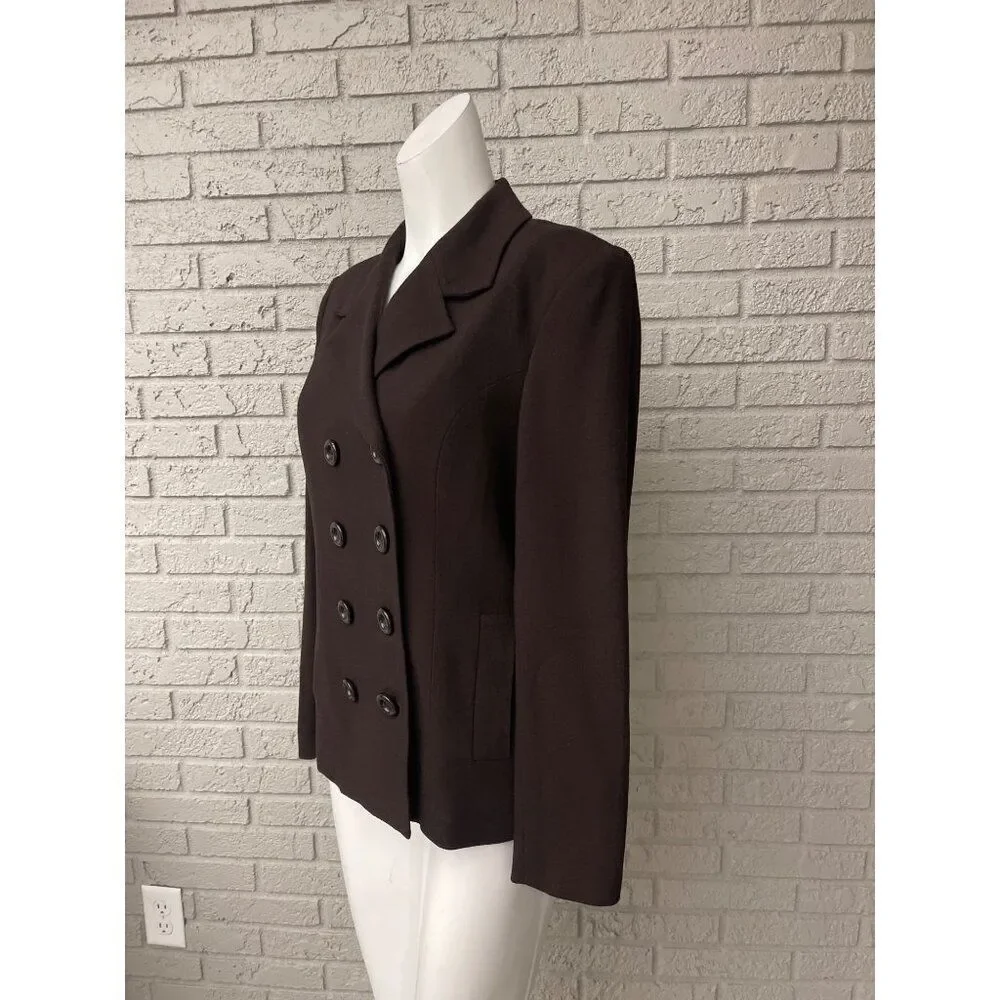Express Tailleur Women Brown Wool Blend Double Breasted Jacket Size 7/8